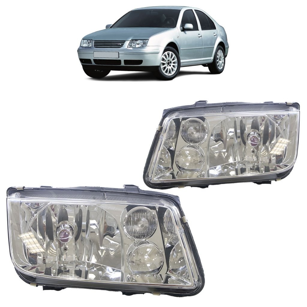 Farol Dianteiro Bora 1999 2000 2001 2002 2003 2004 2005 Máscara Cromada Lente Lisa Acrilico em Oferta na Shopee