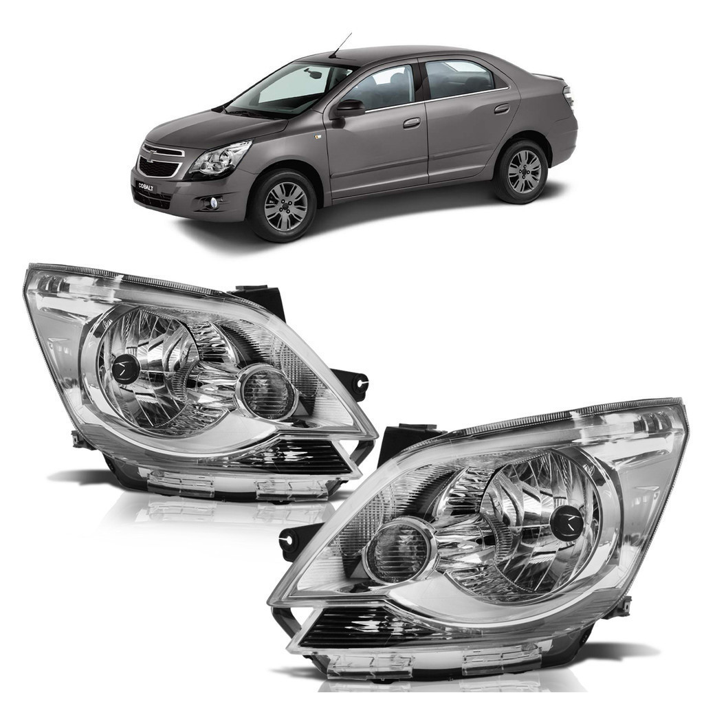 Farol Dianteiro Cobalt 2012 2013 2014 2015 Máscara Cromada Lente Lisa Acrilico