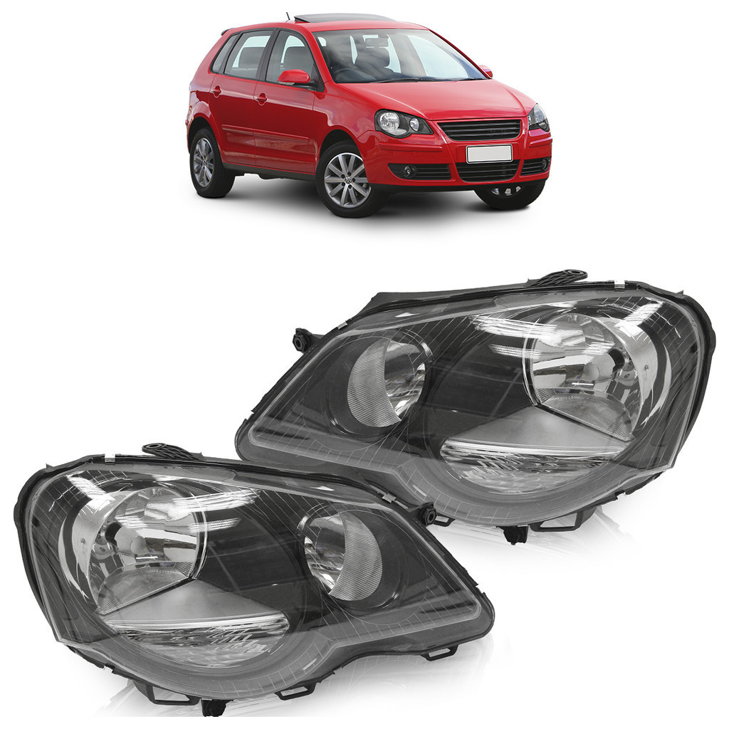 Par Farol Dianteiro Polo 2007 2008 2009 2010 2011 2012 2013 2014 Máscara Negra Foco Duplo Lente Lisa Acrilico em Oferta na Shopee