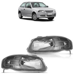 Par Farol Dianteiro Gol G4 2006 A 2014 Máscara Cinza Foco Simples Lente Lisa Acrilico