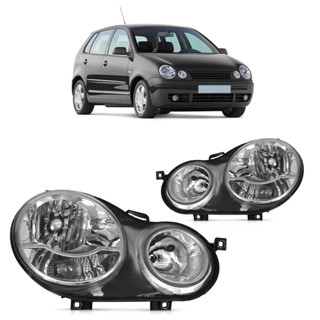 Par Farol Dianteiro Polo Hatch 2003 2004 2005 2006 Máscara Cromada em Oferta na Shopee