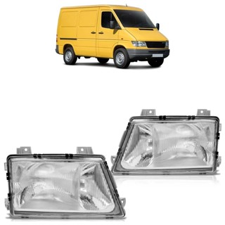 Par Farol Dianteiro  Benz Sprinter 1995 A 2002 Máscara Cromada Foco Duplo Lente Estriada Acrilico em Oferta na Shopee