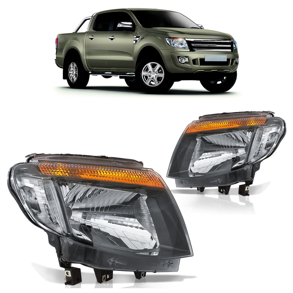 Par Farol Dianteiro Ranger 2013 2014 2015 2016 Máscara Negra Foco Simples Lente Lisa Acrilico em Oferta na Shopee