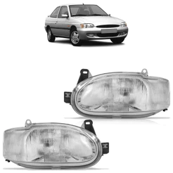 Par Farol Dianteiro Escort 1997 1998 1999 2000 2001 2002 Foco Simples Lente Estriada Vidro