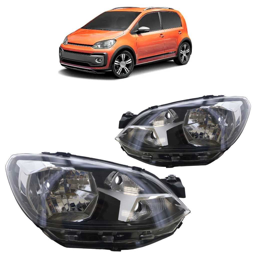 Par Farol Dianteiro Up! 2018 2019 2020 2021 2022 2023 Máscara Cromada Lente Lisa Acrilico em Oferta na Shopee