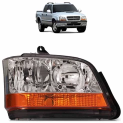 Farol Dianteiro S10 2001 2002 2003 2004 2005 2006 2007 2008 2009 A 2011 Máscara Cromada Foco Duplo Lente Lisa Acrilico