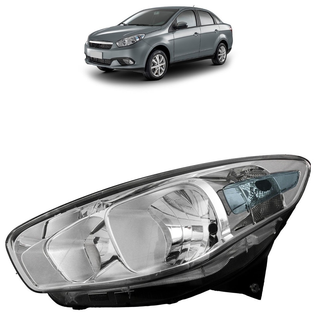 Farol Dianteiro Grand Siena 2012 2013 2014 Máscara Cromada Foco Duplo Lente Lisa Acrilico em Oferta na Shopee