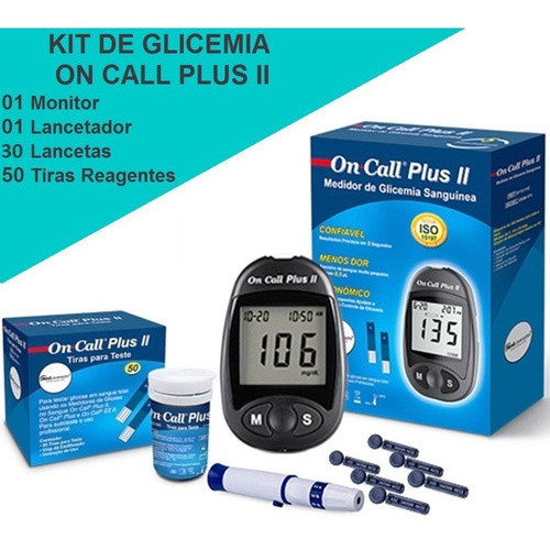 Kit Glicosimetro Oncall Plus + 100 Tiras Oncall Plus