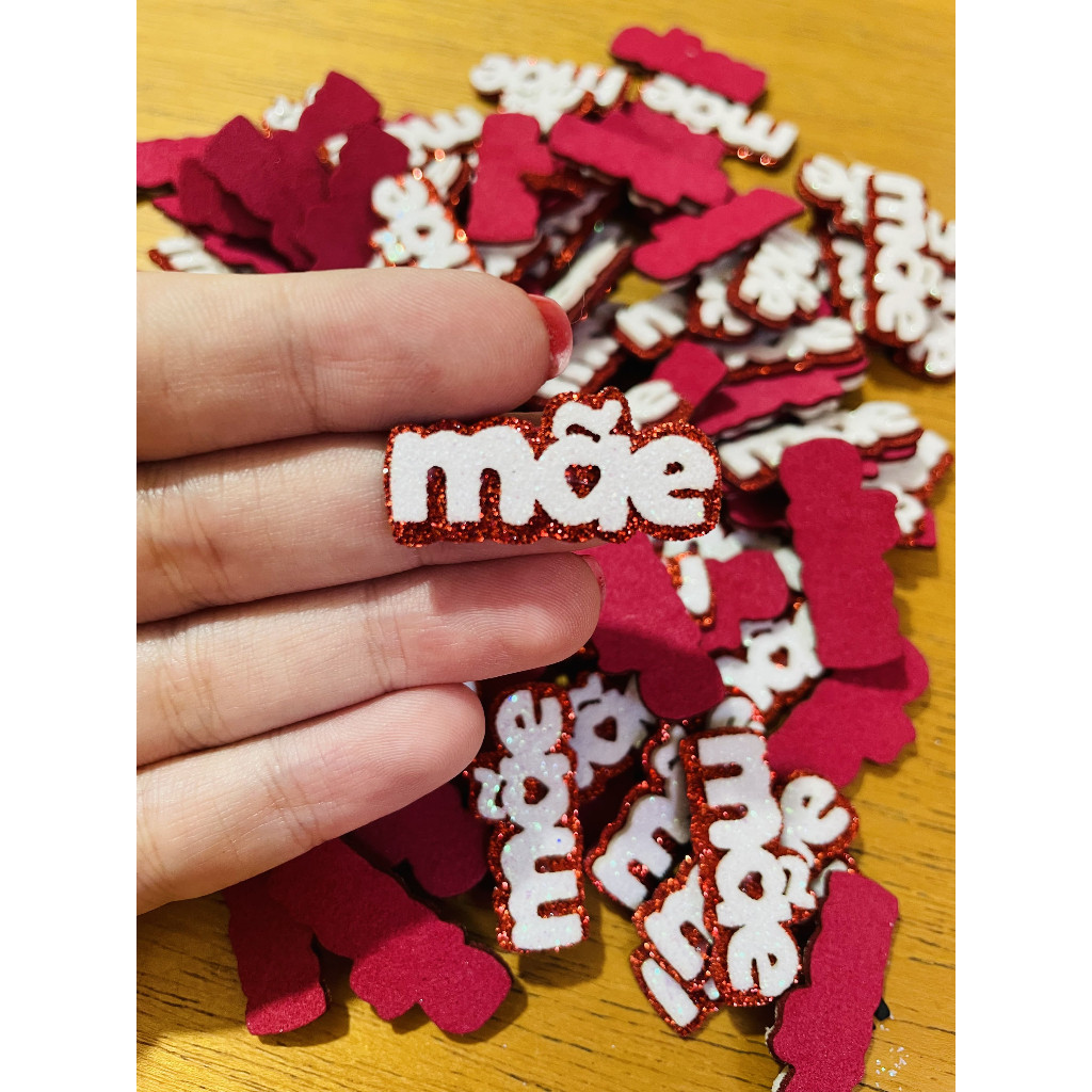 50 Apliques em eva para laços pet (placa dia das mães vermelho)