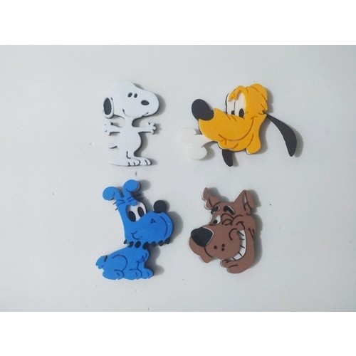 100 Apliques Temáticos Em Eva (bidu,scoby Doo,snoopy,pluto )