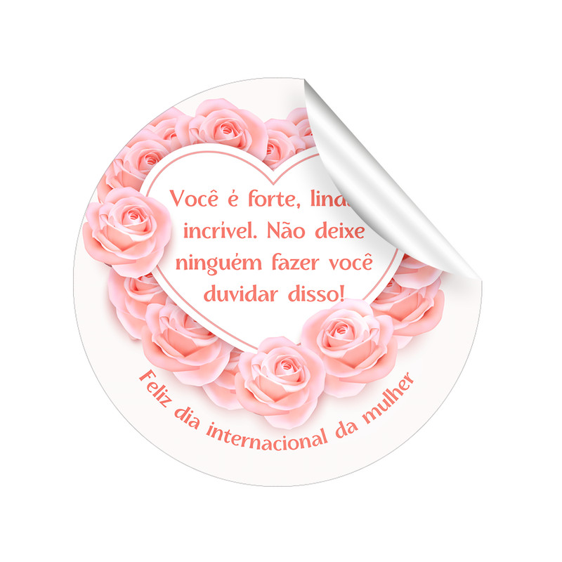 40 Etiquetas adesivos dia da mulher forte incrivel 3,5cm em Oferta na Shopee