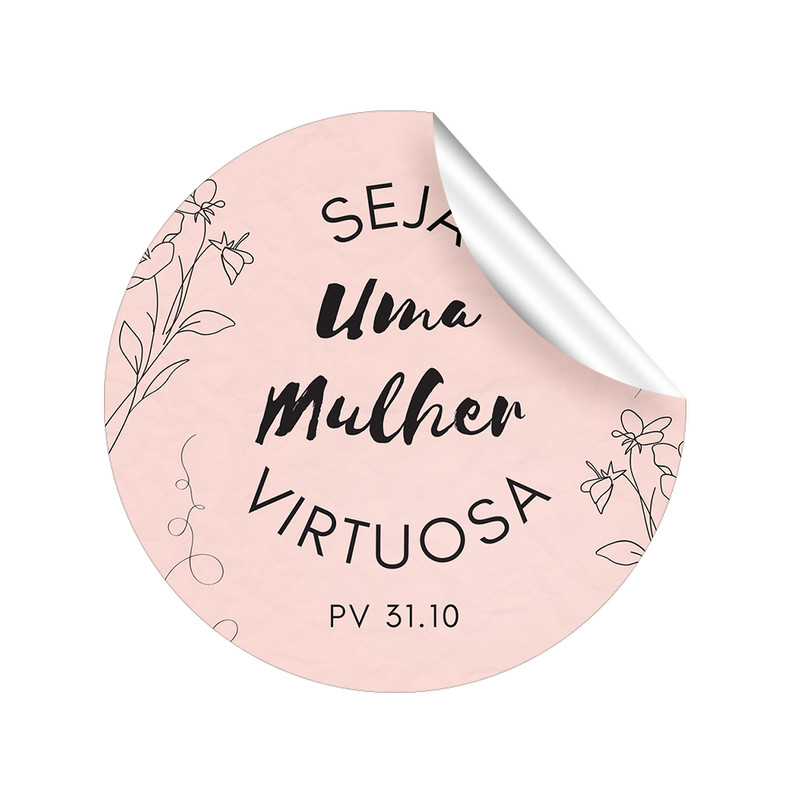 40 Tags adesivos mulher virtuosa 3,5cm em Oferta na Shopee