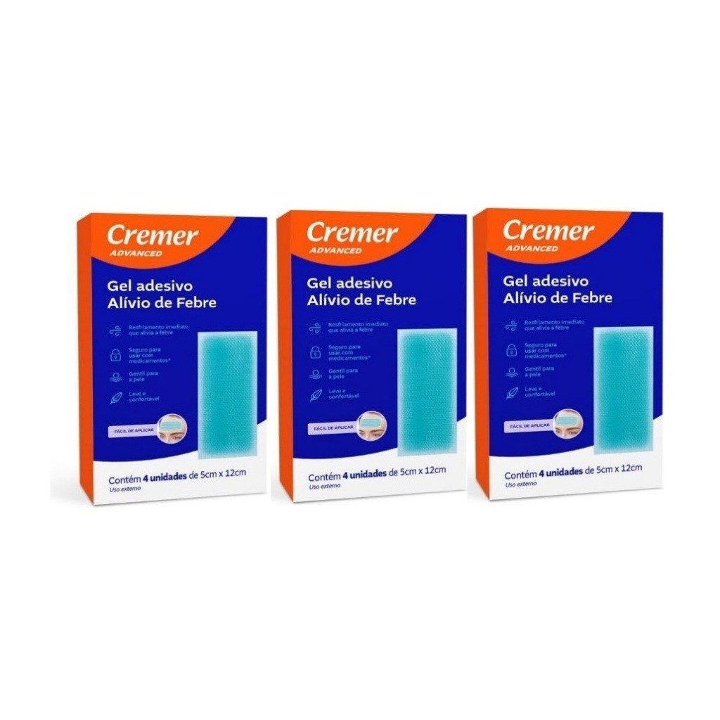 Gel Compressa Alivio Febre 4 Unidades - Kit com 3 Unidades - Cremer (Total de 12 Unidades)