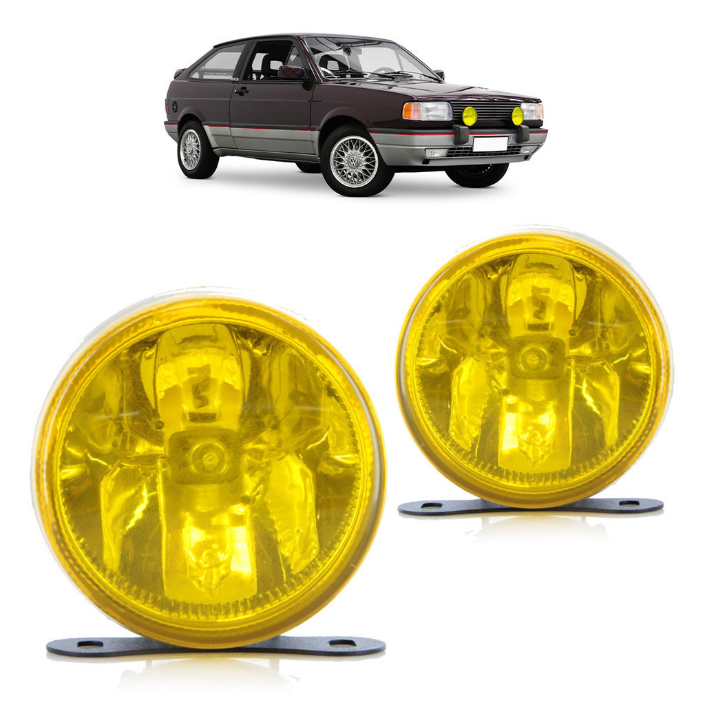 Farol Milha Auxiliar Redondo Âmbar Universal Pequeno Lente Lisa Acrilico