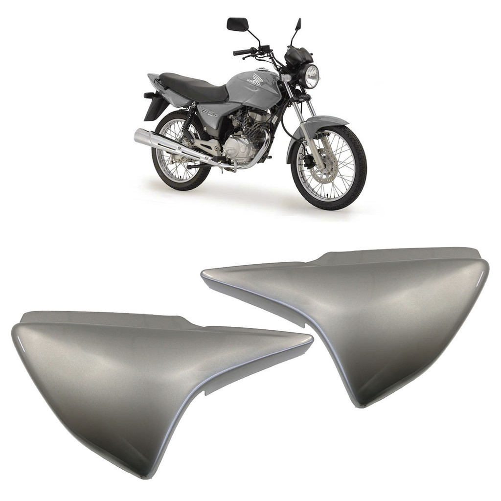 Par Tampa Lateral Cg 150 Titan 2004 2005 2006 2007 2008 Prata Metálico Liso - Spare Parts and Accessories for Vehicles