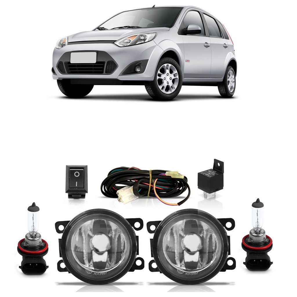 Kit Par Farol Milha Auxiliar Fiesta 2010 2011 A 2019 + Par Lâmpada Halógena Completo Lisa Vidro em Oferta na Shopee