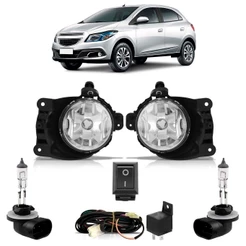 Kit Par Lâmpada H27 Onix 2012 2013 2014 2015 + Farol Milha Auxiliar Completo