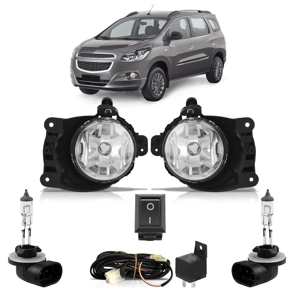 Kit Farol De Milha Auxiliar Completo + Par Lâmpada H27 Spin 2012 2013 2014 2015