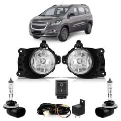 Kit Farol Milha Auxiliar Completo + Par Lâmpada H27 Spin 2012 2013 2014 2015
