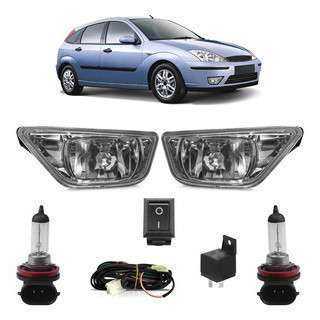 Kit Farol De Milha Auxiliar Completo + Par Lâmpada H8 Focus 2004 2005 2006 2007 2008