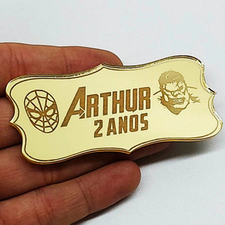 kit tag aplique heróis espelhado dourado