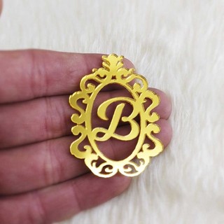arabesco letra Inicial acrílico espelhado dourado 5 - CM  FAST-24HR GR5