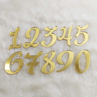 Kit 10-20 ou 30 Aplique numeral numero acrílico espelhado dourado 4 - CM FAST-24HR