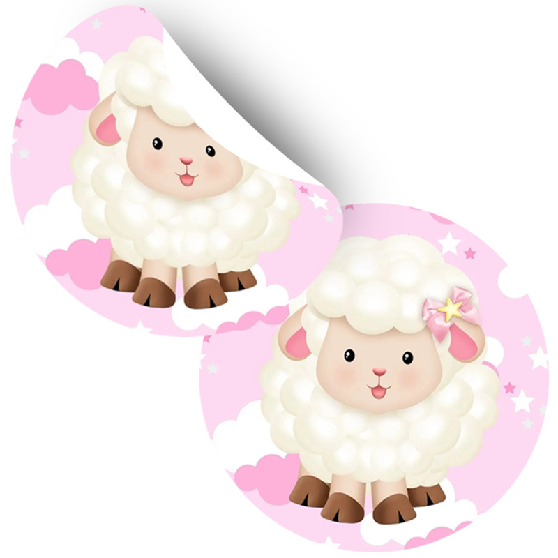 Cartela 40 adesivos Rotulos 3,5cm ovelhinha Rosa em Oferta na Shopee