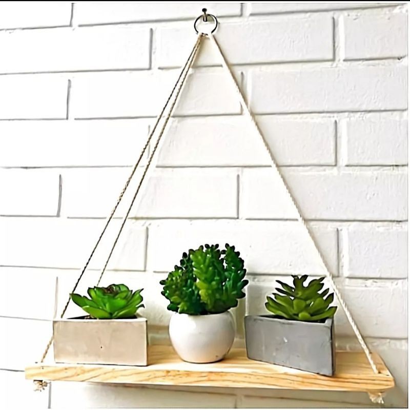 Kit Com 2 Prateleira Madeira Corda Sisal Rustica Decorativa em Oferta na Shopee