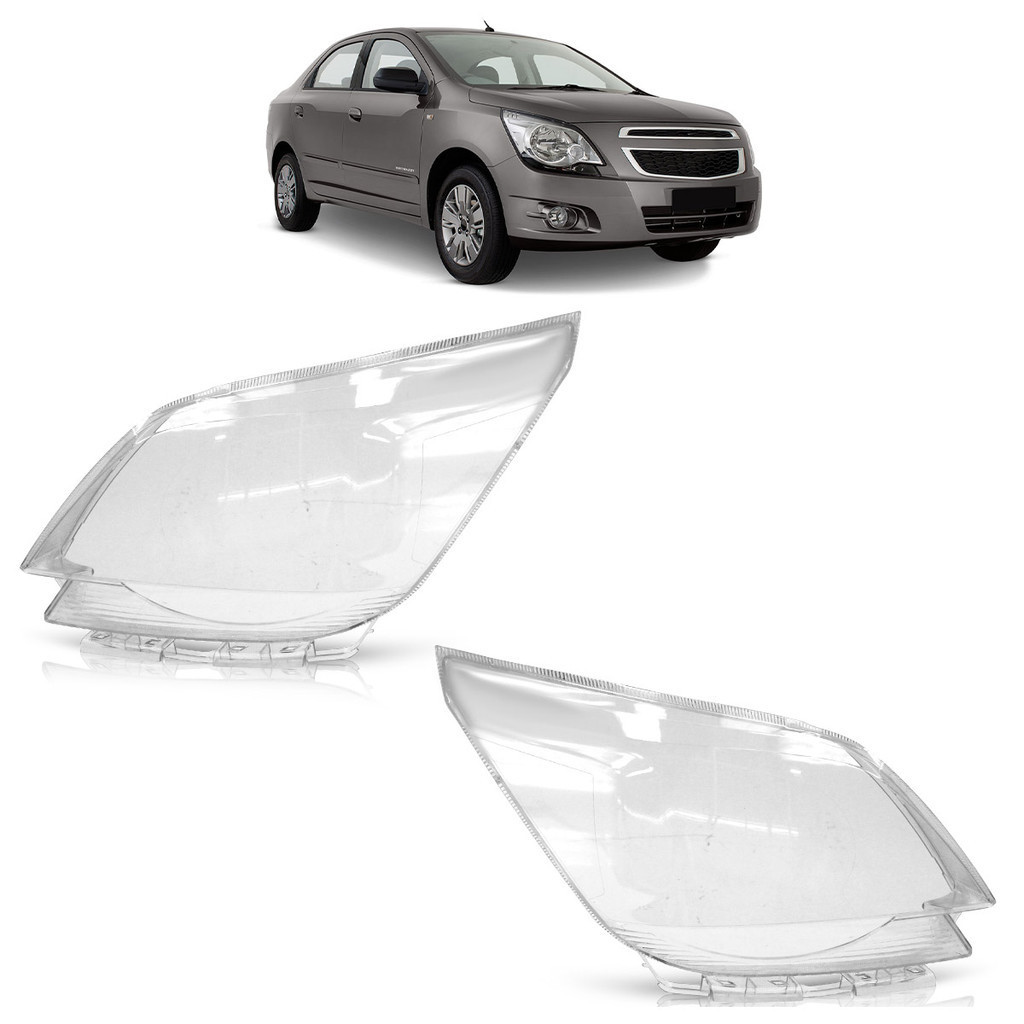 Par Lente Farol Dianteiro Cobalt 2012 2013 2014 2015 Transparente Lente Lisa Acrilico - Spare Parts and Accessories for Vehicles