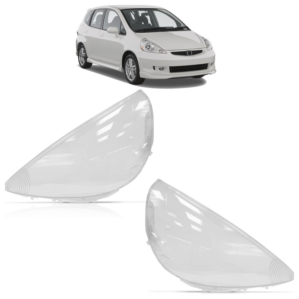 Par Lente Farol Dianteiro Honda Fit 2003 2004 2005 2006 2007 2008 Lente Lisa Acrilico Transparente - Spare Parts and Accessories for Vehicles