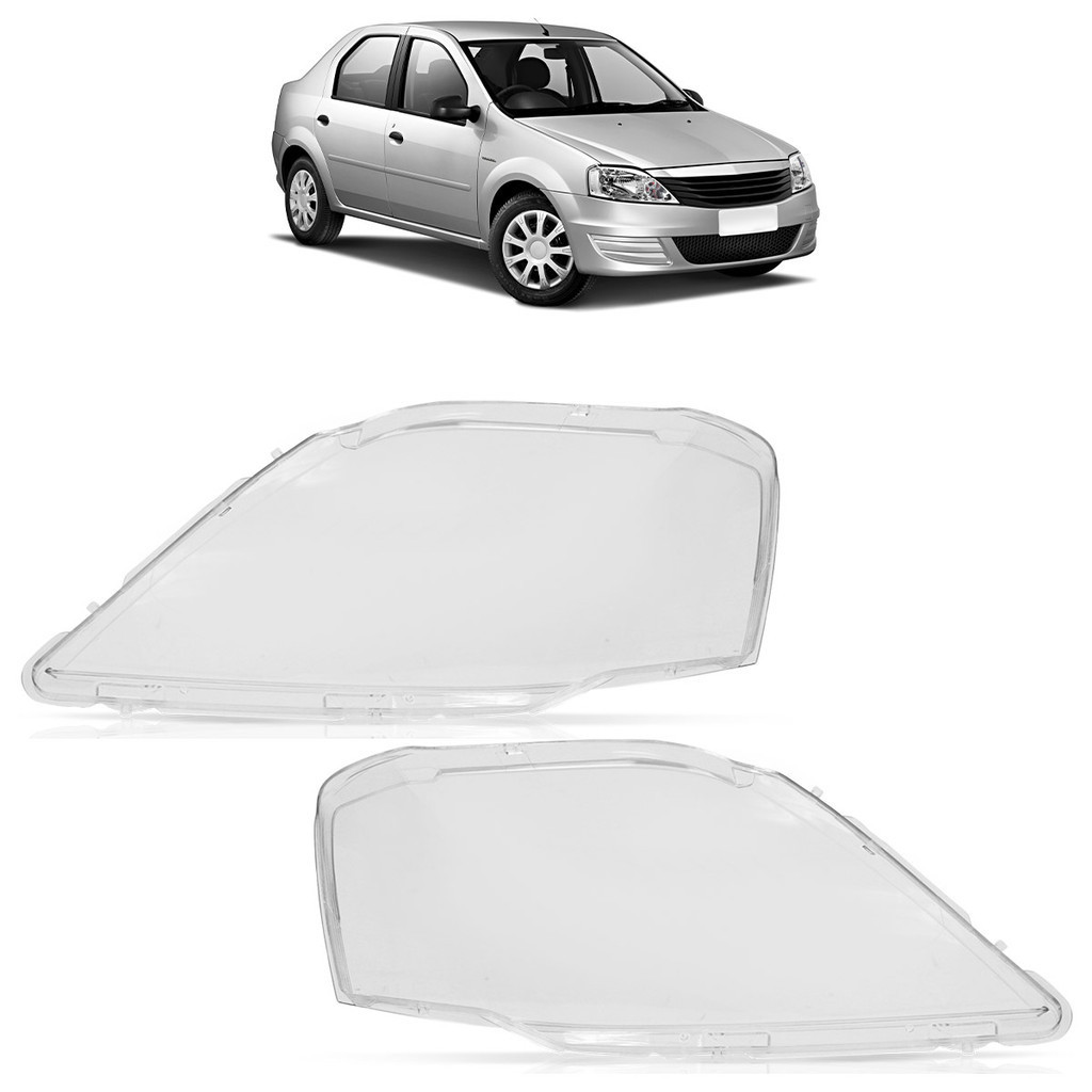 Par Lente Farol Dianteiro Principal Logan 2011 2012 2013 Lente Lisa Acrilico Transparente em Oferta na Shopee