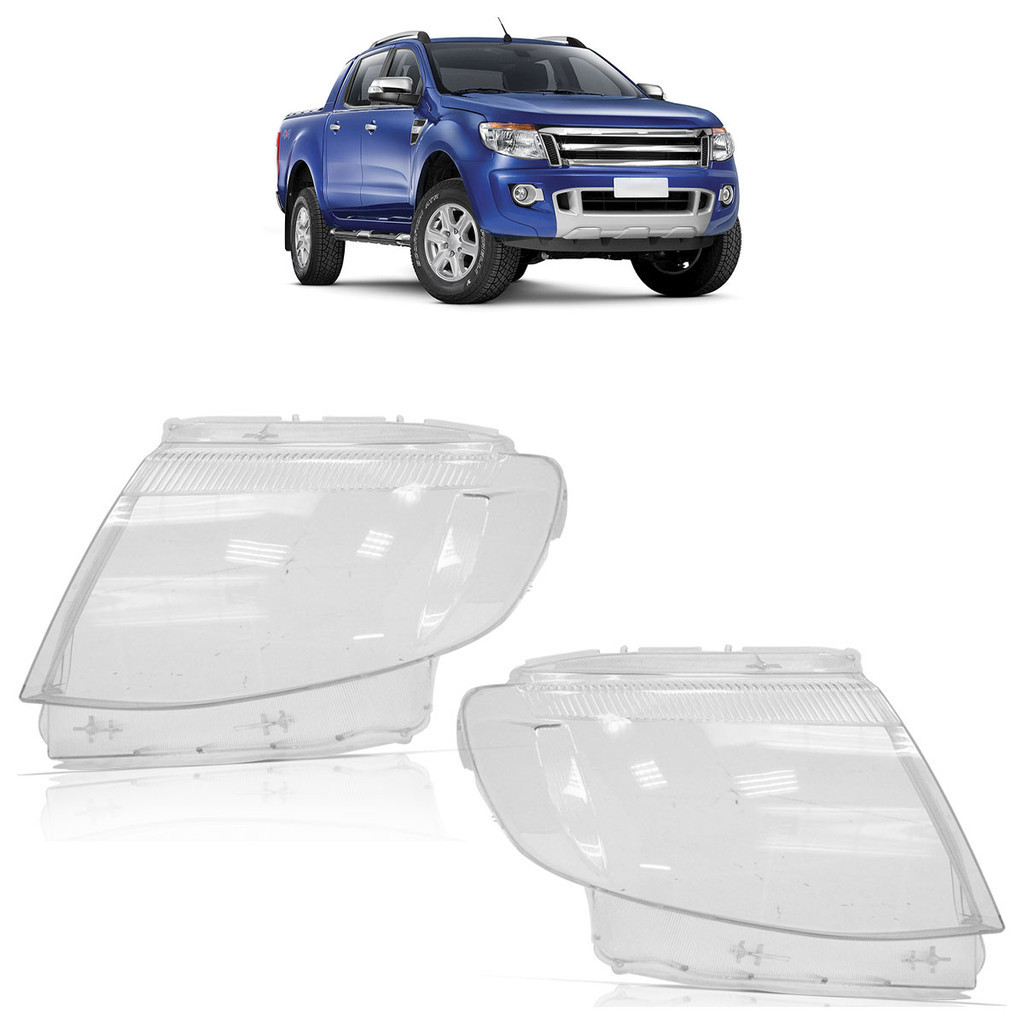 Par Lente Farol Dianteiro Ranger 2013 2014 2015 Transparente Lente Lisa Acrilico