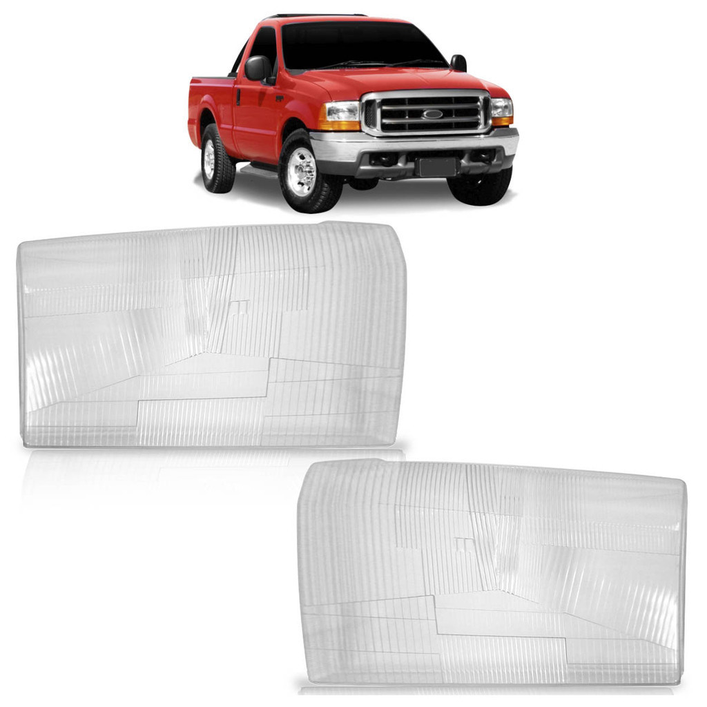 Par Lente Farol F250 F350 1998 1999 2000 2001 2002 2003 A 2006 Transparente Lente Estriada Acrílico