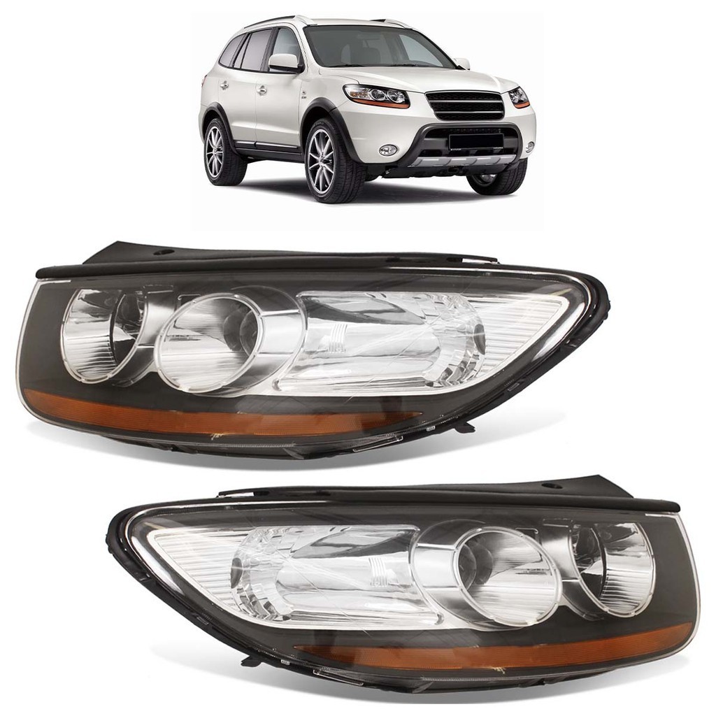 Par Farol Dianteiro Santa Fé 2007 2008 2009 2010 2011 2012 Máscara Negra em Oferta na Shopee