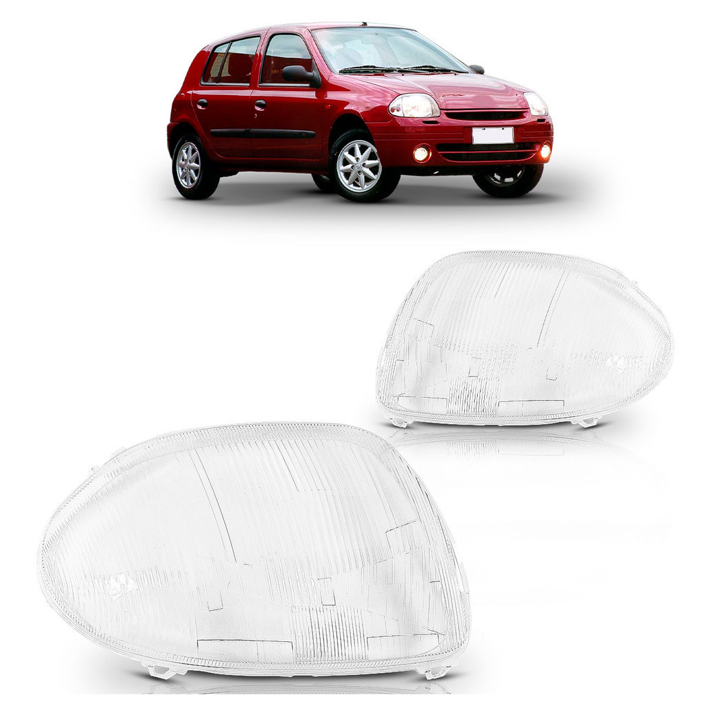 Par Lente Farol Dianteiro Clio 1999 2000 2001 2002 2003 Estriada Acrilico Transparente
