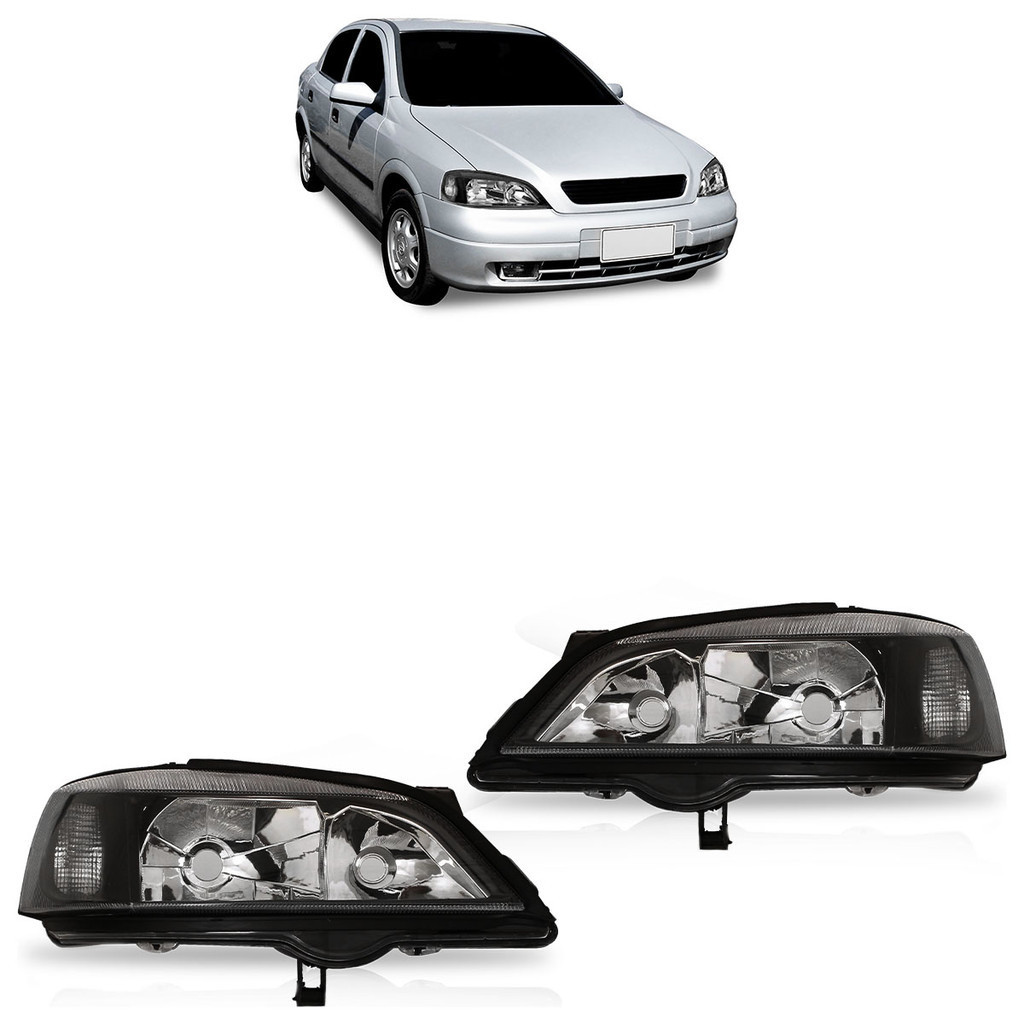 Par Farol Dianteiro Astra 1998 1999 2000 2001 2002 Máscara Negra Foco Duplo Lente Lisa Acrilico em Oferta na Shopee