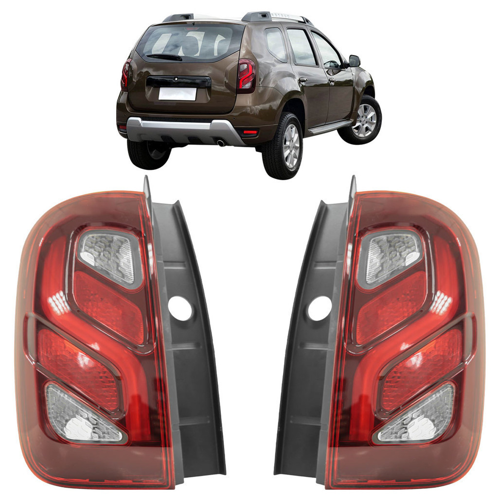 Par Lanterna Traseira Duster 2015 2016 2017 2018 Led Bicolor Lente Acrilico