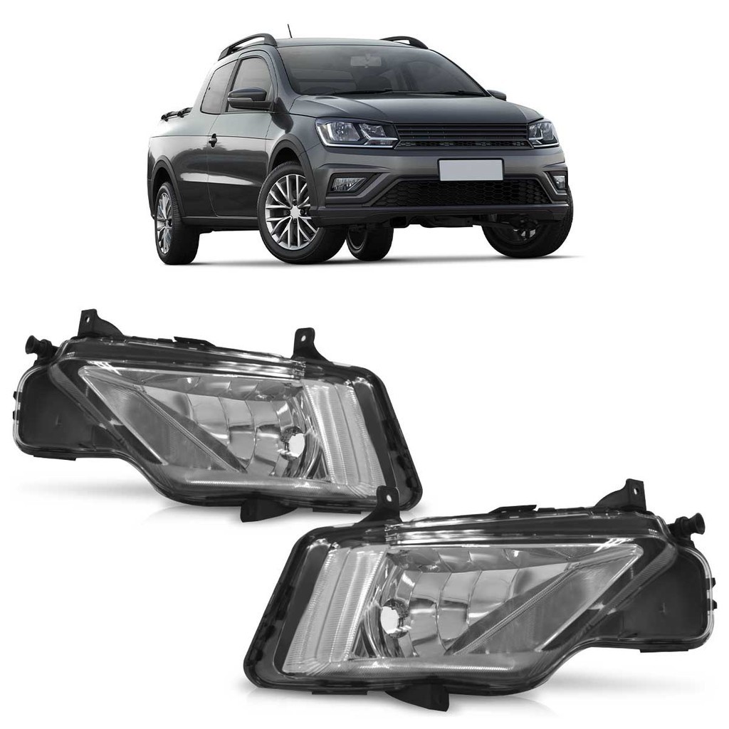 Par Farol Milha Auxiliar Saveiro G7 2016 2017 2018 Gol Track G7 2017 2018 Lente Cristal Lisa Acrilico