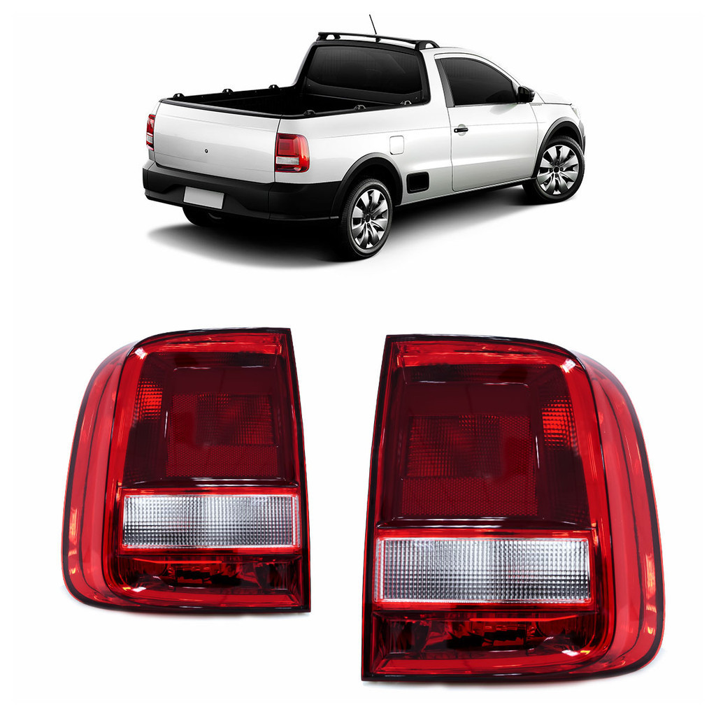 Par Lanterna Traseira Saveiro G7 2016 2017 2018 Bicolor Lente Estriada Acrilico em Oferta na Shopee