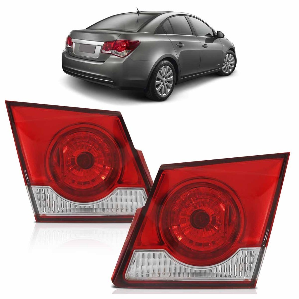 Par Lanterna Traseira Cruze Sedan 2012 2013 2014 Tampa Porta Malas Bicolor Lente Lisa Acrilico