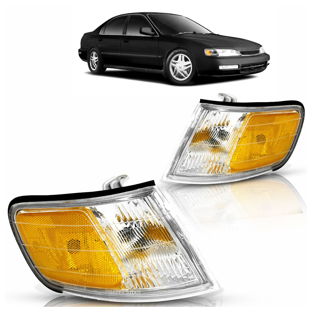 Par Pisca Seta Dianteira Accord 1994 1995 1996 1997 Bicolor Lente Estriada Acrilico