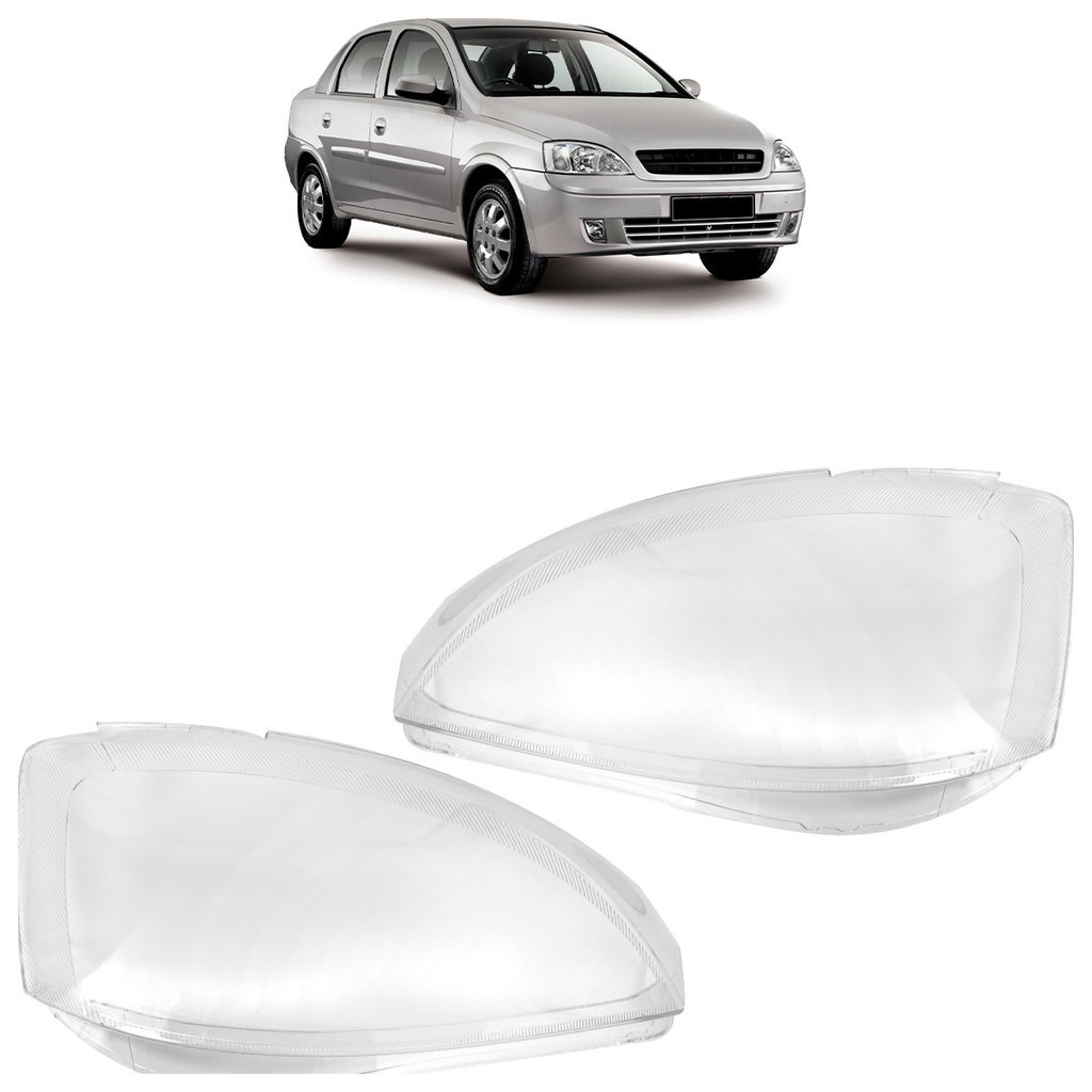 Par Lente Farol Dianteiro Corsa 2008 2009 2010 Transparente Lente Lisa Acrilico - Spare Parts and Accessories for Vehicles