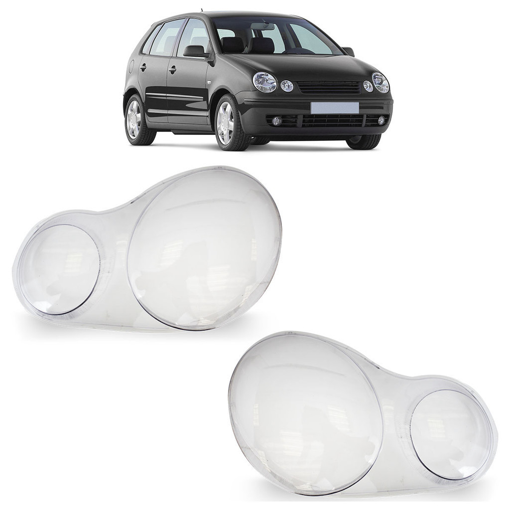 Par Lente Farol Dianteiro Polo 2003 2004 2005 2006 Transparente Lente Lisa Acrilico