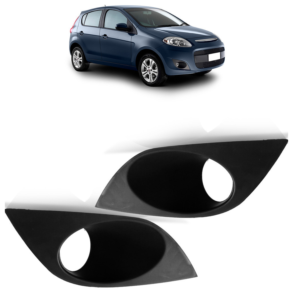 Par Moldura Grade Milha Palio G5 2012 2013 2014 2015 Com Furo Preto Texturizado - Spare Parts and Accessories for Vehicles