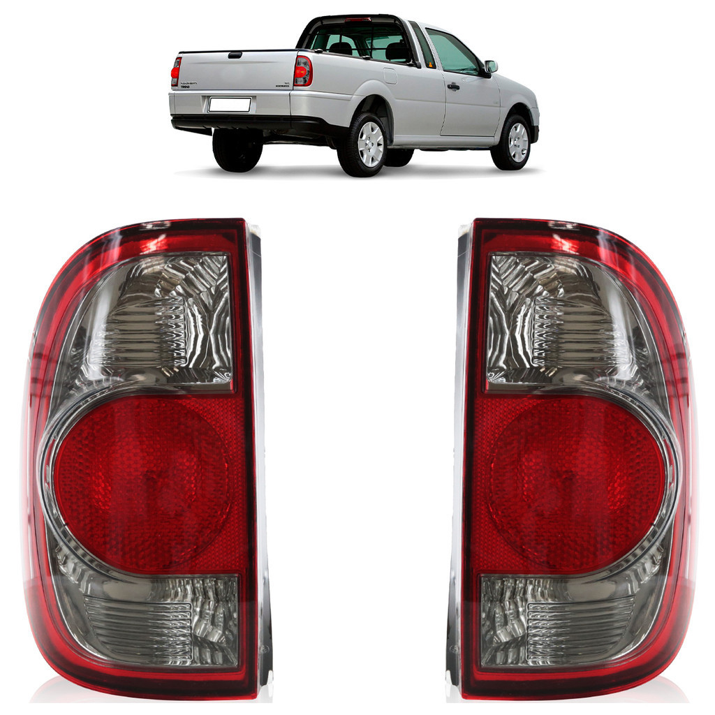 Par Lanterna Traseira Saveiro G4 2006 2007 2008 2009 2010 2011 2012 2013 Bicolor Lente Estriada