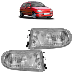 Par Farol Milha auxiliar Clio 1996 1997 1998 1999 Preta Foco Manual Lente Estriada Vidro