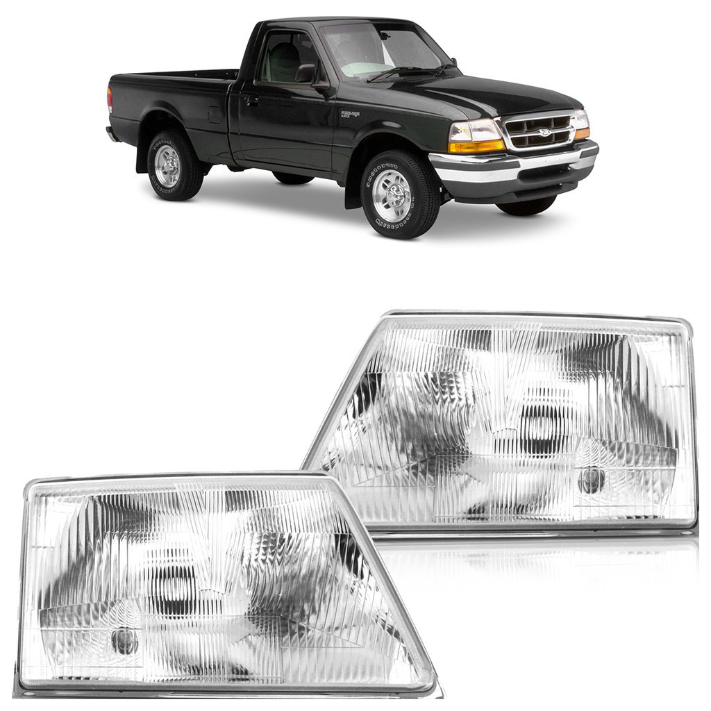 Par Farol Dianteiro Ranger 1998 1999 2000 2001 2002 2003 2004 Máscara Cromada - Spare Parts and Accessories for Vehicles