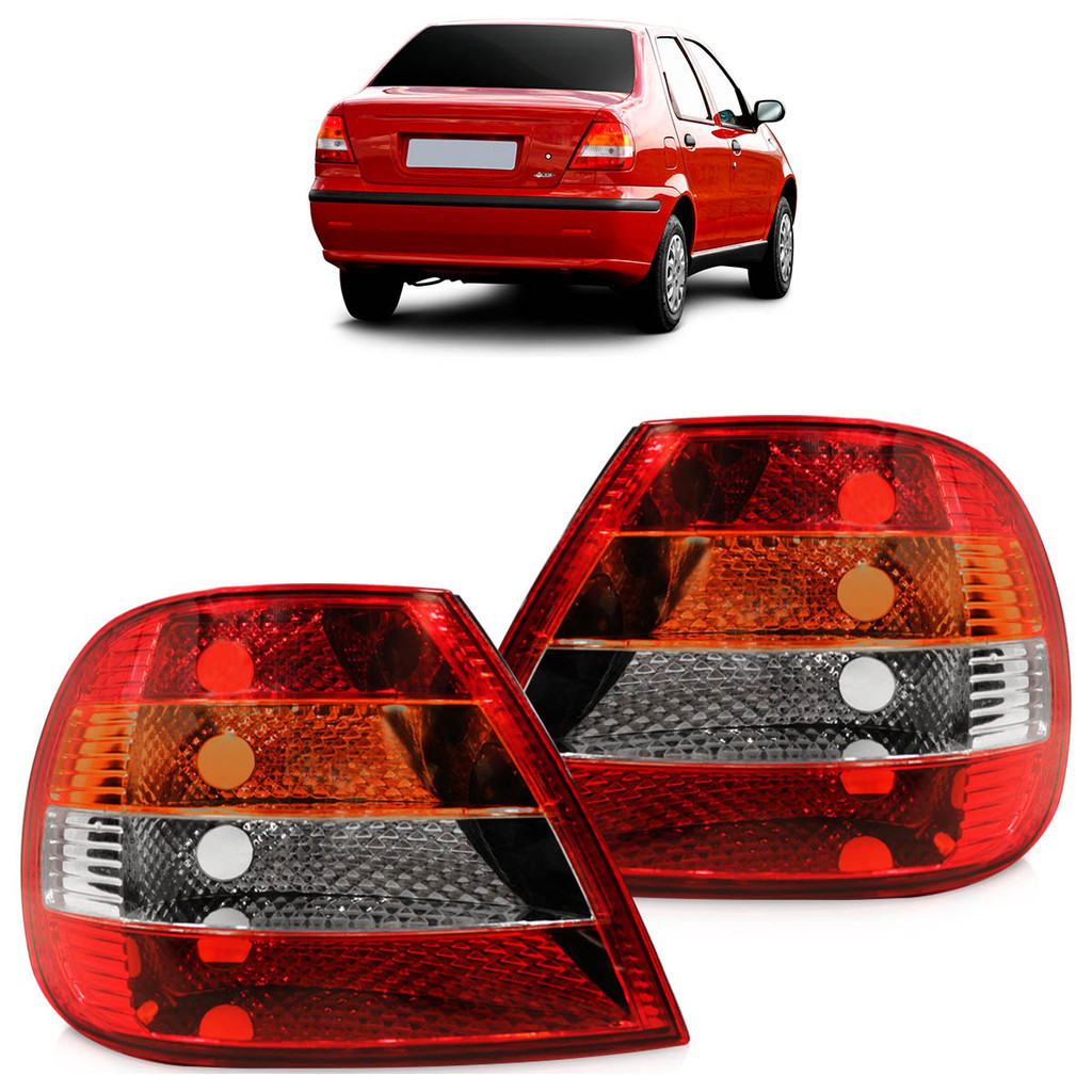 Par Lanterna Traseira Siena 2001 2002 2003 2004 2005 2006 Tricolor Carcaça Preta em Oferta na Shopee