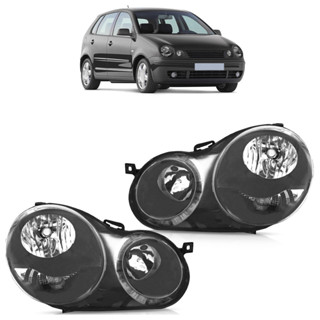 Par Farol Polo 2003 2004 2005 2006 Máscara Negra Foco Duplo Lente Lisa Acrilico em Oferta na Shopee
